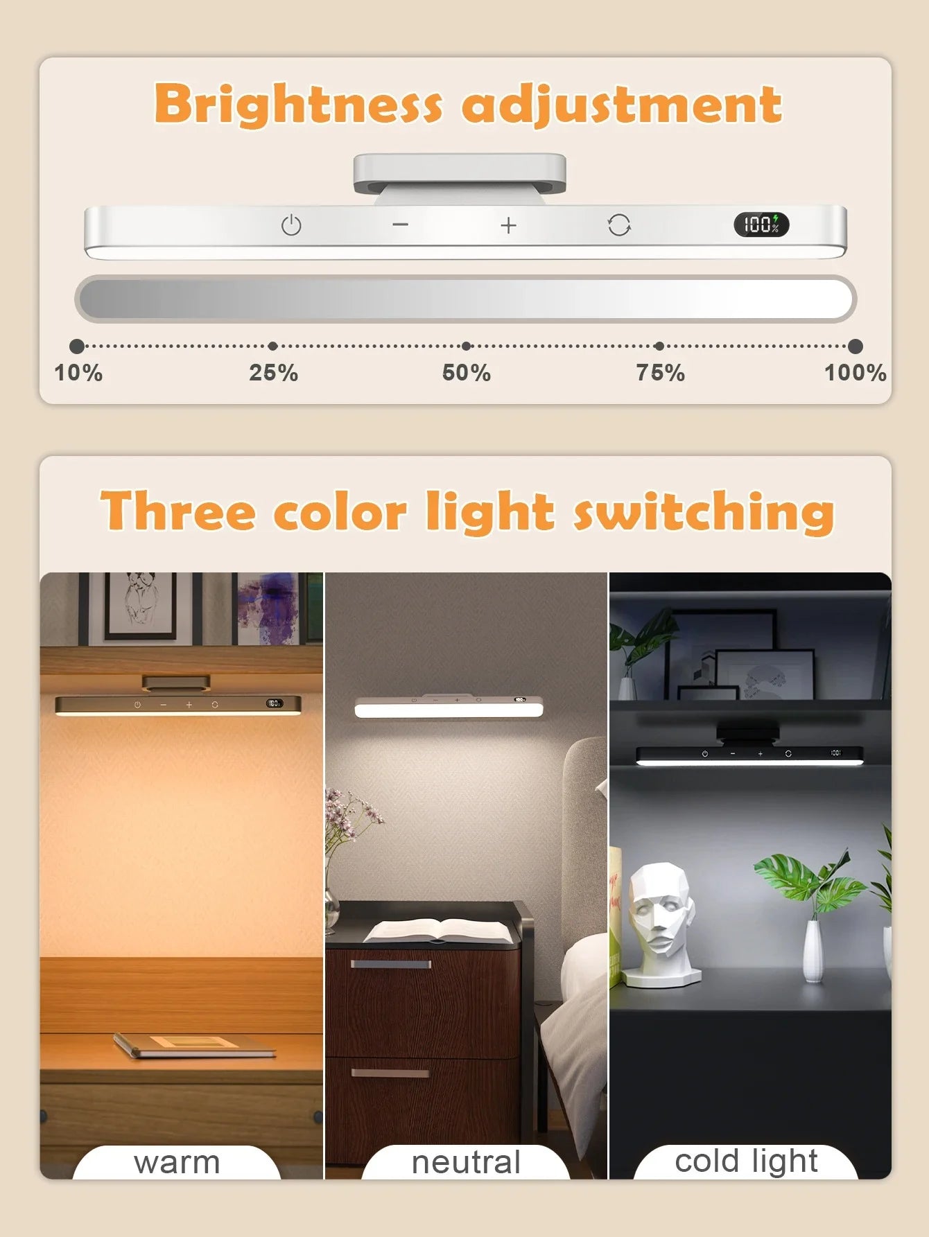 Magnetische wiederaufladbare Touch-Lampe mit langer Akkulaufzeit